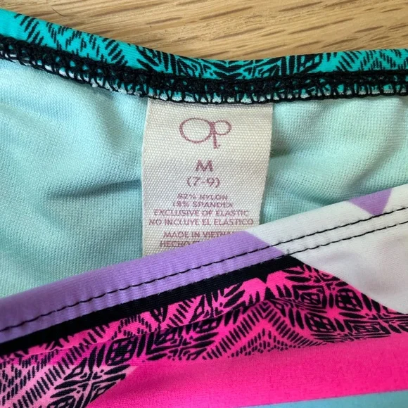 OP 2 Piece Colorful Swim Suit (Bottoms Size Medium, Top Size XL) - Picture 5 of 12